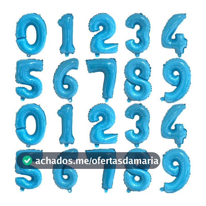 Balão Número Metalizado 16" Polegadas 40cm Azul Bebê Festa Decoração Aniversário