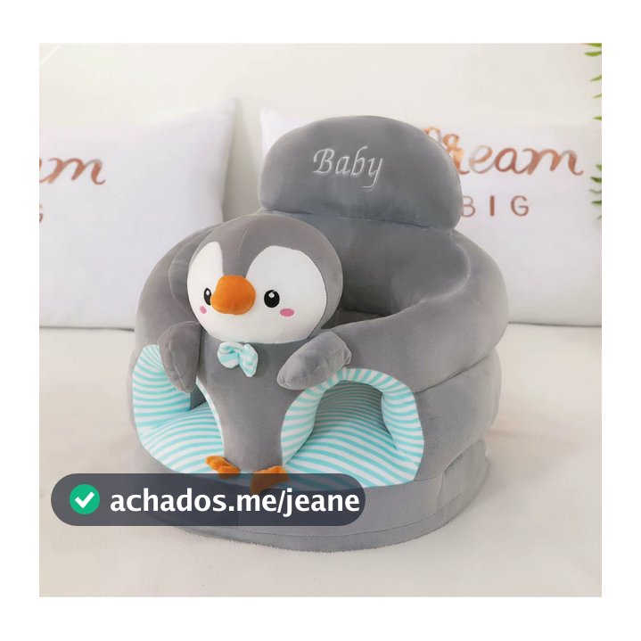 Cadeirinha Assento com Enchimento Pinguim Cinza Base de Espuma Modelo Premium