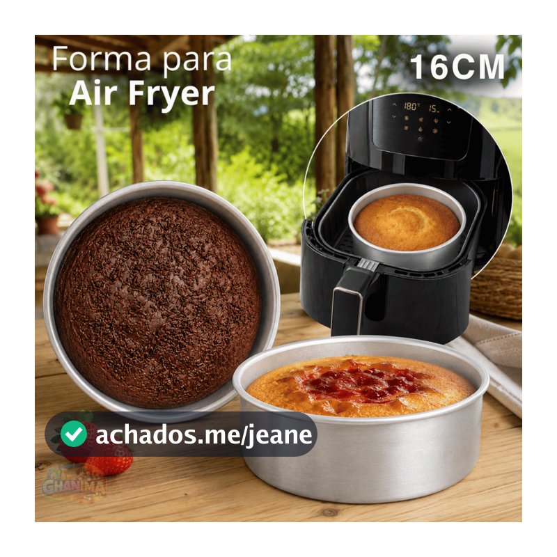 Forma Assadeira Redonda para Air Fryer e Forno Assadeira para Bolo Torta Antiaderente 16CM Aluminio