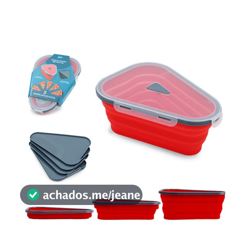 Porta Pizza Retrátil Silicone 5 Bandejas Tampa Com Trava
