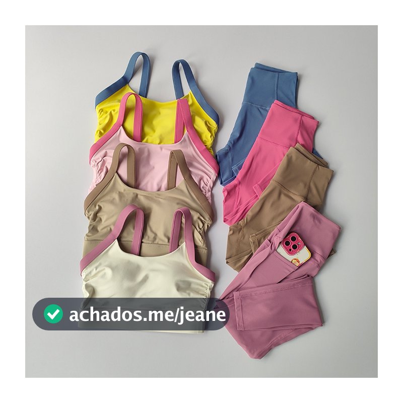 Conjunto De Yoga Feminino Macaron Cor Fitness Esportivo Sem Costura Vestir Soutien De Cintura Alta Leggings Bra Tops Calças Longas