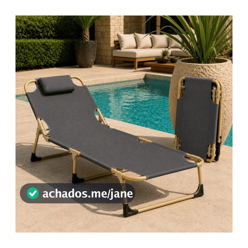 Espreguiçadeira Dobrável Cadeira Reclinável Praia Piscina 4 Posições Aço Inoxidável 120kg Portátil
