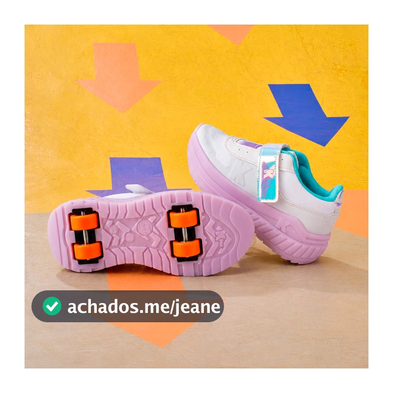 Tênis Infantil Menina Kidy K360 Veloz Light Branco Lilás Com Rodinhas Confortável