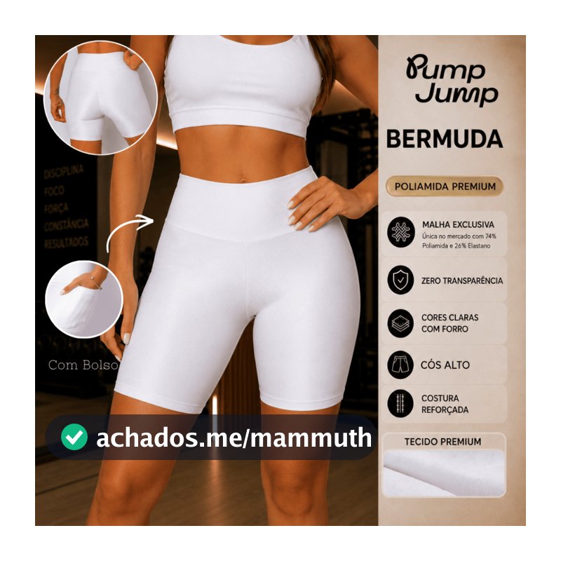 Bermuda Bolso Micro Canelado Meia Coxa Mais Comprida para Academia em Poliamida Conforto e Estilo