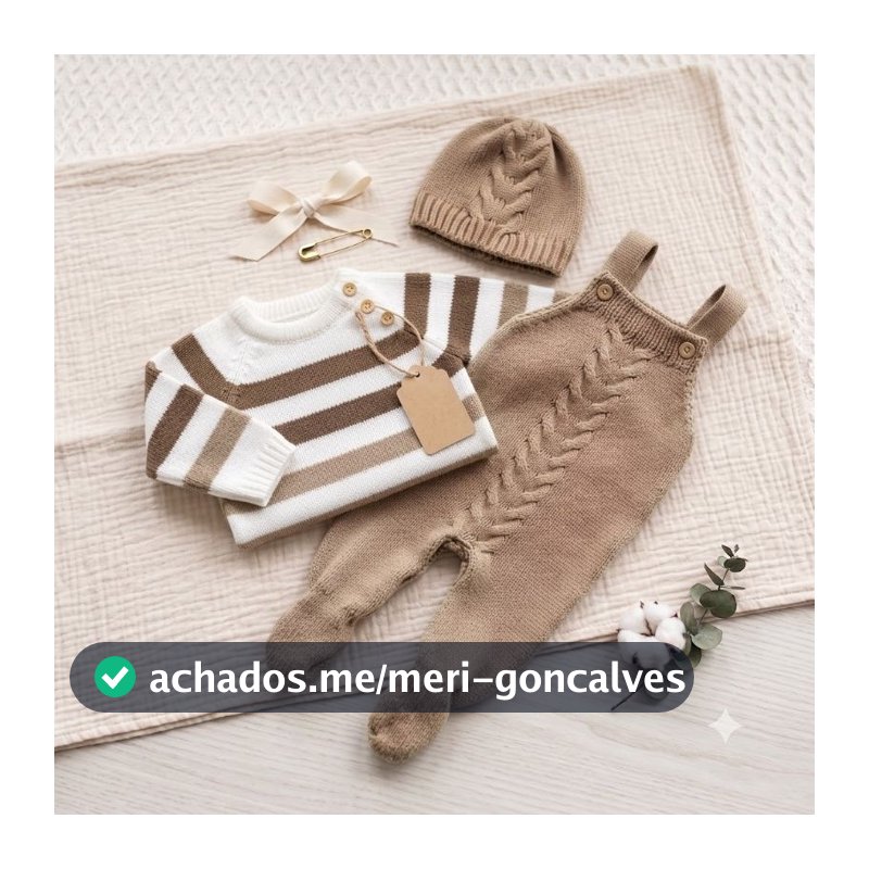 Saída de Maternidade Tricô Menino Kit 3 Peças – Enxoval Bebê Recém-Nascido