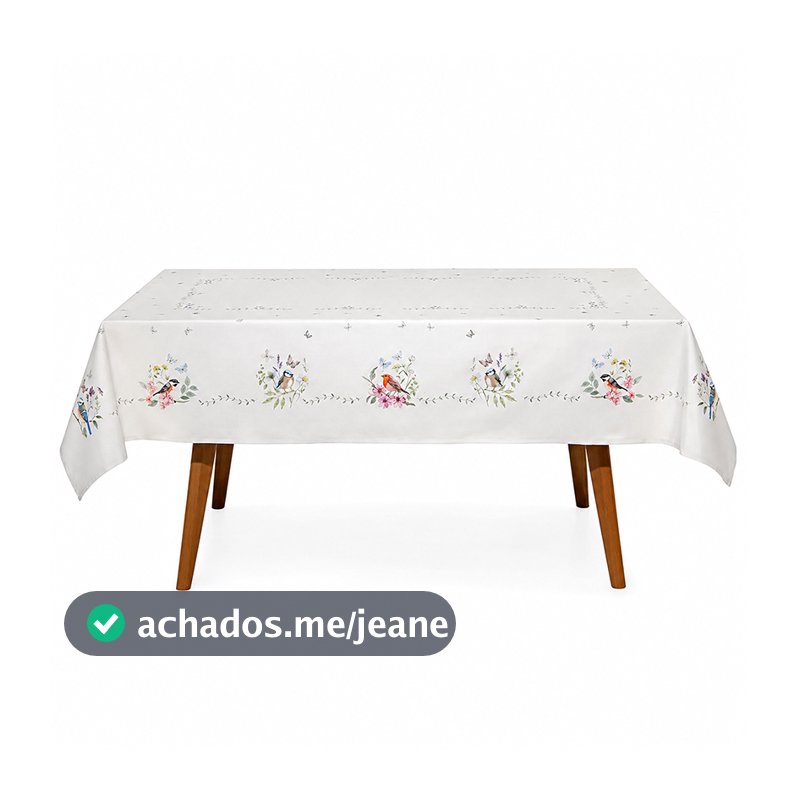 Toalha de Mesa Retangular Döhler Jardim 160x270 8 Lugares  Dohler Clean Fácil Limpeza