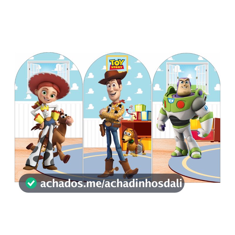 PAINEL DE FESTA TOY STORY, WOOD, BUZZLIGTHYEAR E JESSIE - ROMANO OU VERTICAL 200X100