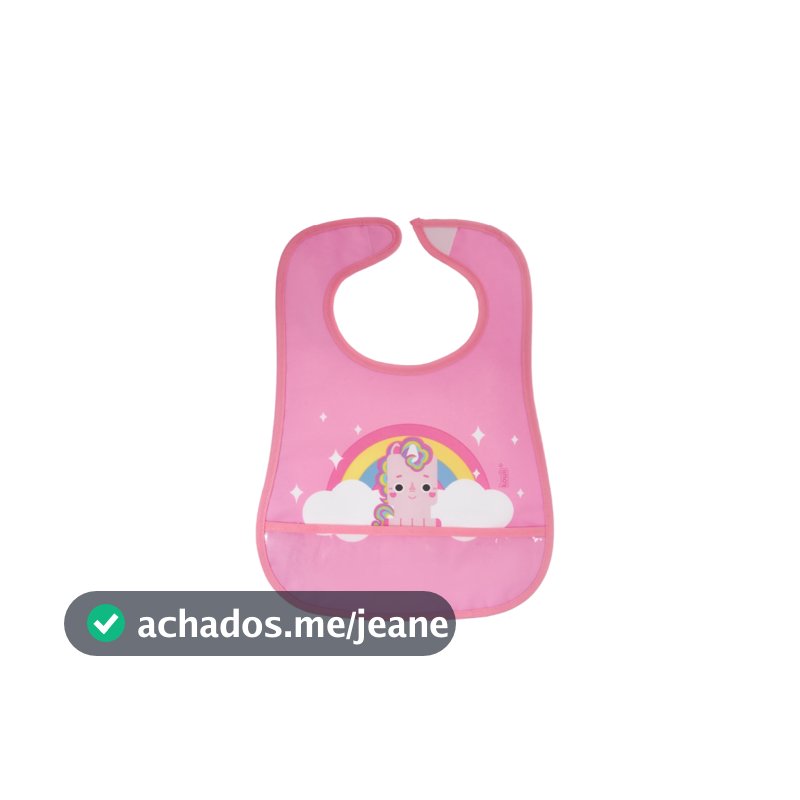 Babador Infantil Impermeável Rosa Unicórnio Bolso Coletor Bpa Free Fácil Limpeza Ajustável Bebês
