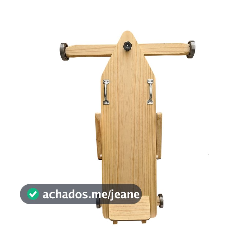 Carrinho de Rolimã Feito à Mão Vintage Madeira Pinus 110kg Rodas Aço Freio Seguro