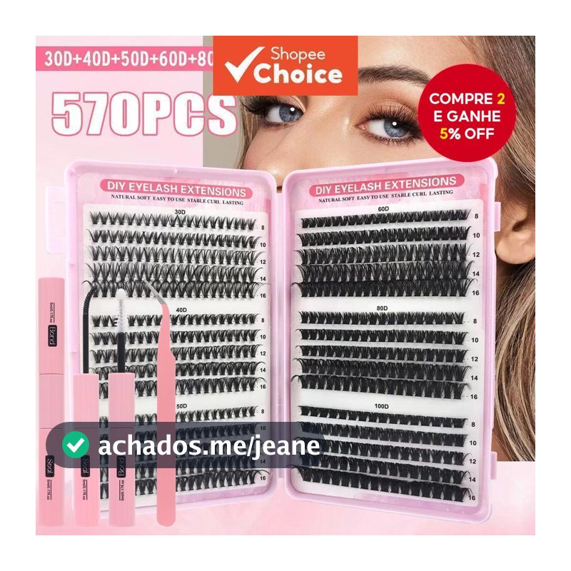Kit De Aglomerados De Cílios DIY 570 Unidades-Ferramenta De Vedação E Aplicador De Ligação Para Extensão Doméstica