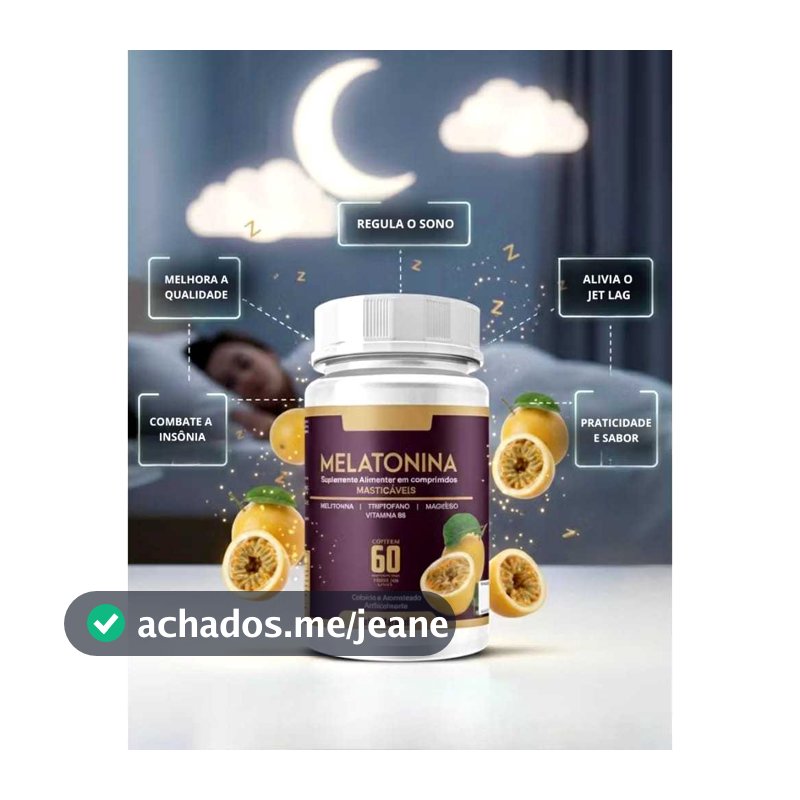 Melatonina com Triptofano 1000mg 60 Comprimidos Maracujá | Suplemento para Sono e Relaxamento