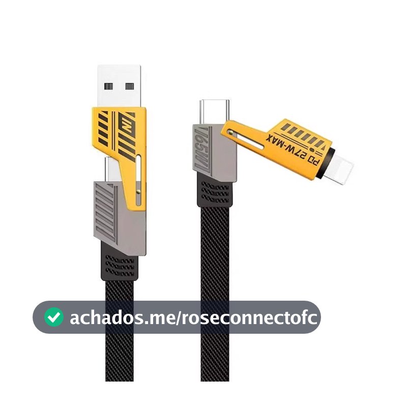Cabo de Dados Turbo Resistente Carregamento Rápido 4 em 1 PD 65w 27w