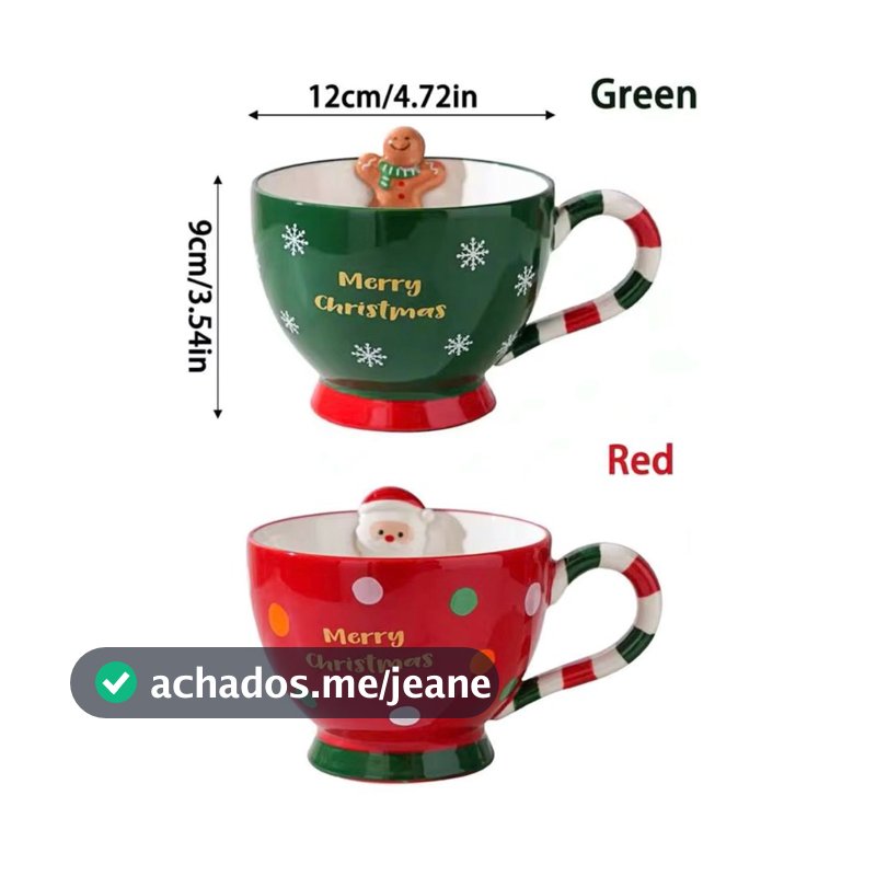 caneca natalina com  alça estilo bengala  de doce