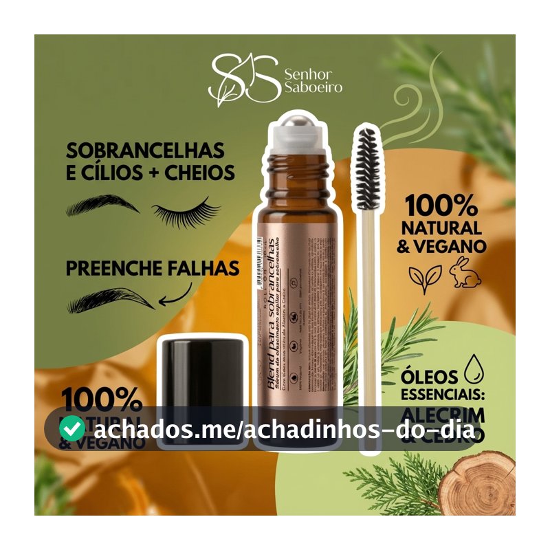Blend Roll On Crescimento Sobrancelhas e Cílios com Rícino e Óleo Essencial Alecrim e Cedro 10mL