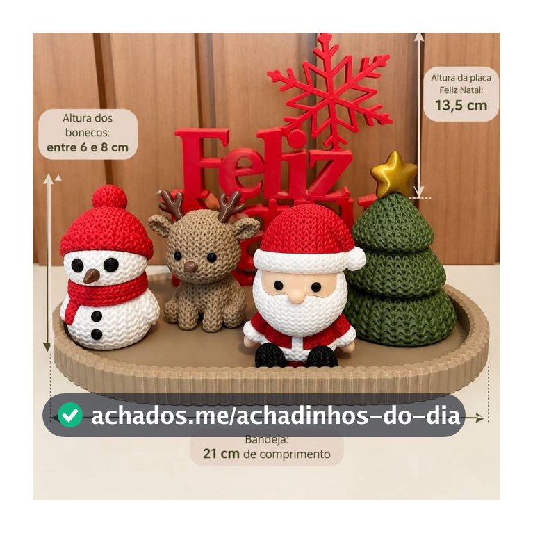 Kit Decoração de Natal 3D Papai Noel Rena Boneco de Neve Placa Feliz Natal