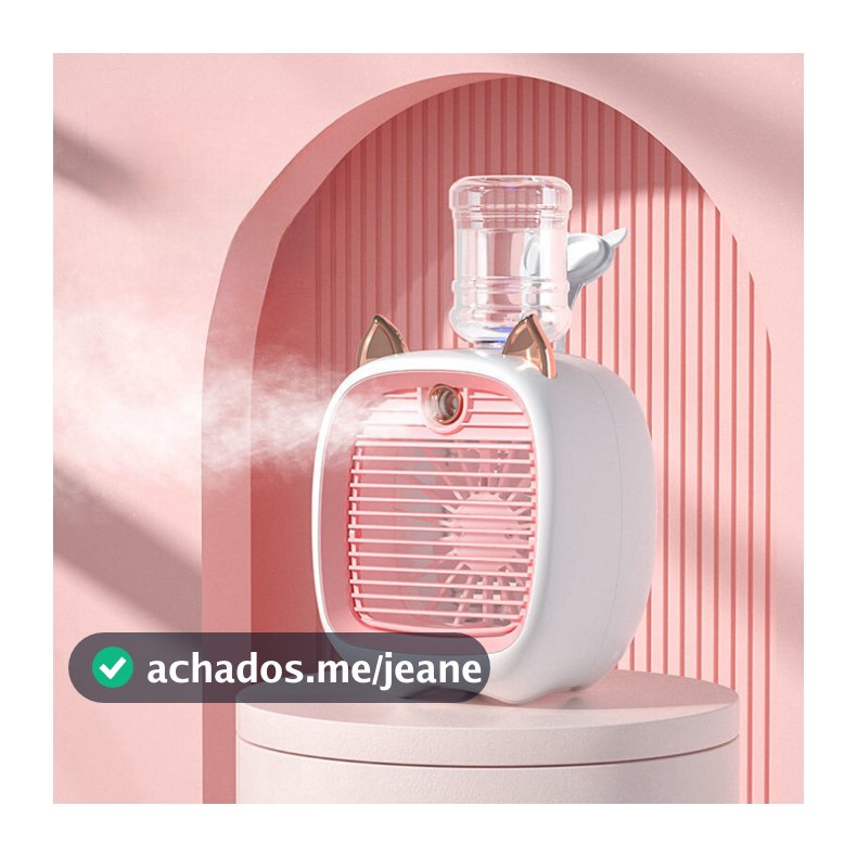 Mini Umidificador e Ventilador Gatinho Recarregável de Mesa Com Função de Refrigeração de Ar