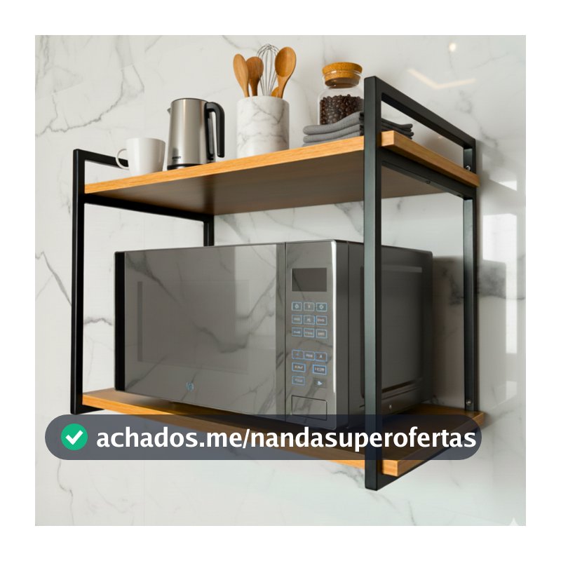 Prateleira Industrial 70X40cm para Micro-ondas, Cozinha Parede Suporte de Metal Decorativa