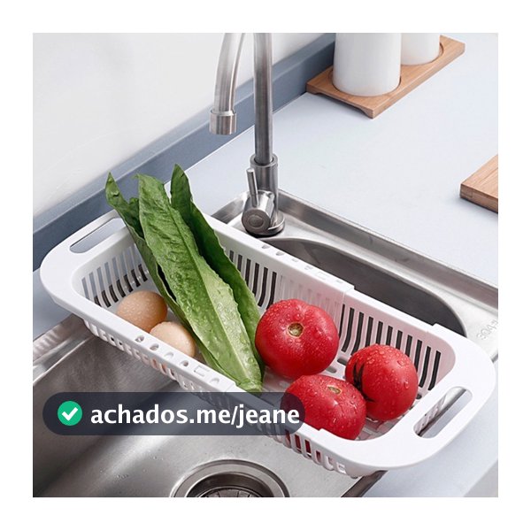 Escorredor De Pia Retrátil Com Alças Cesta Rack Ajustável Para Pratos Alimentos Frutas Legumes Verdura Multiuso Plástico