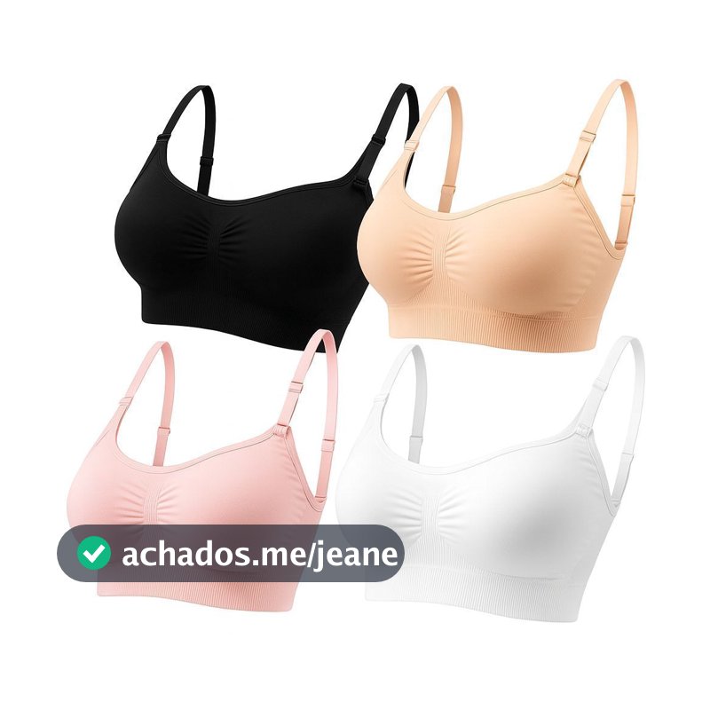 Kit de 4 Top Sutiã Feminino, Sensual Fitness com Alça e Fecho Ajustável | Bojo Removível Premium