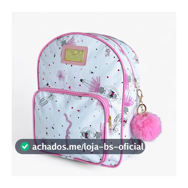 Mochila Maternidade Menina Bolsa de Costas Passeio Creche Escola C/POM POM