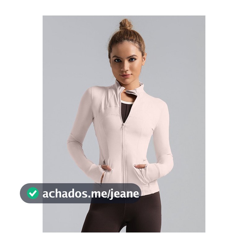 Jaqueta Fitness Feminina Manga Longa com Zíper, Bolso e Abertura para Polegar | Academia