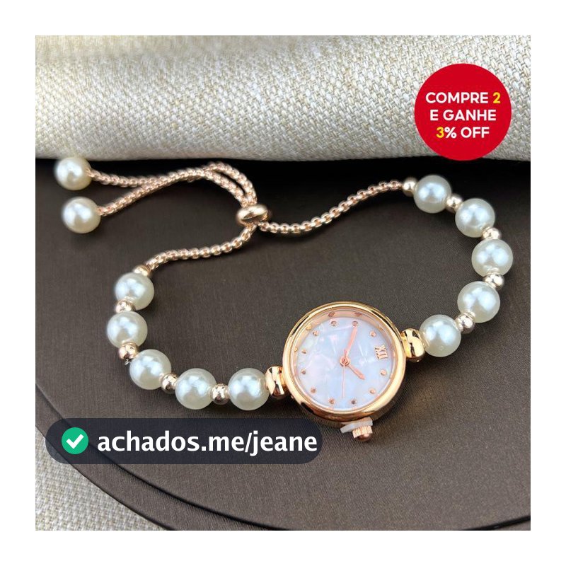 Relógio de quartzo elegante para mulheres com pulseira de contas ajustável - Moderno e versátil.