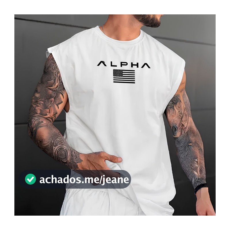 Regata Plus size Machão P ao G5  100% Algodão Treino Academia Alpha American