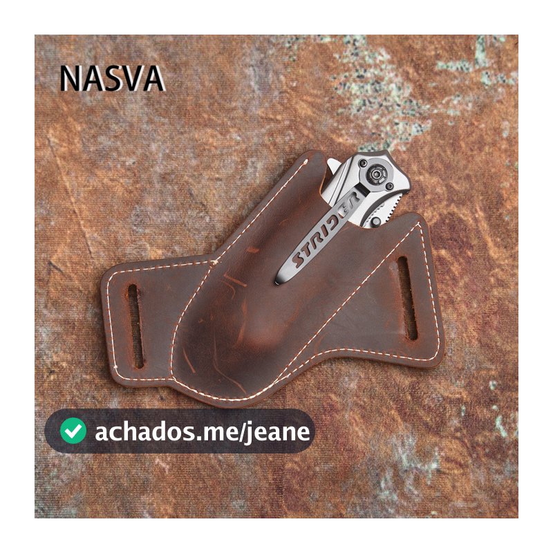Nasva viagem ao ar livre couro genuíno tático faca caso EDC bainha ferramenta de armazenamento cinto pendurado cintura s