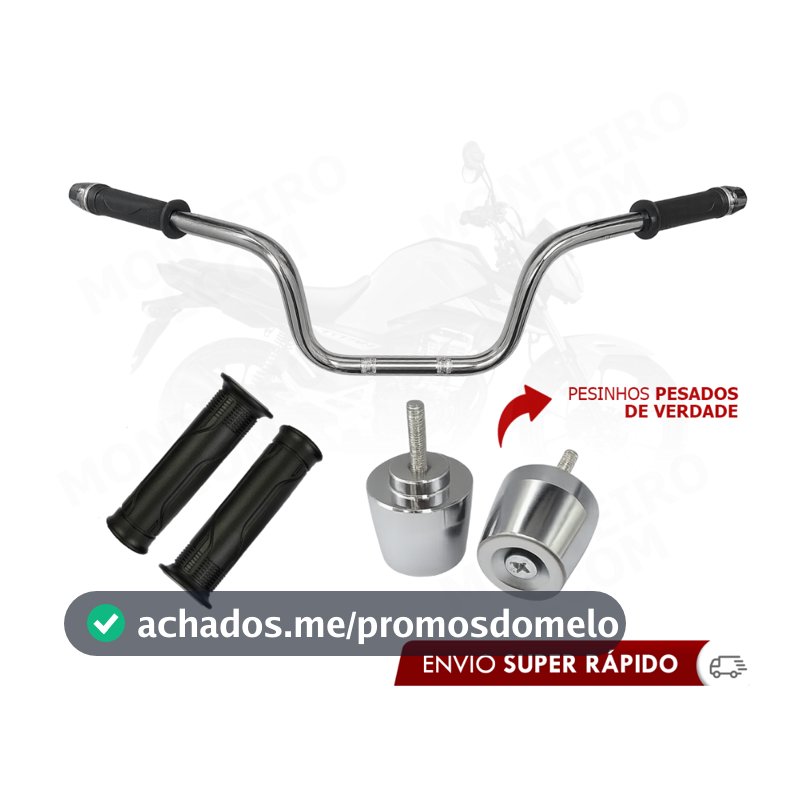 Kit Guidão Cargo Honda CG Fan Titan 160 + Pesinhos PCX 150 Cromado + Manoplas