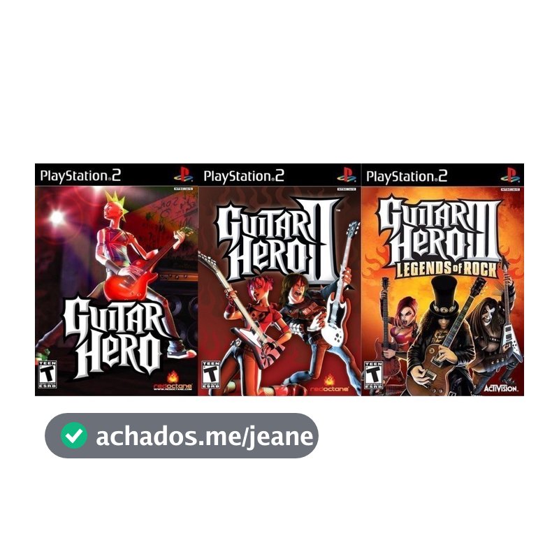 PS2 Jogos Guitar Hero 1 2 3 Coleção (3 DVDS)