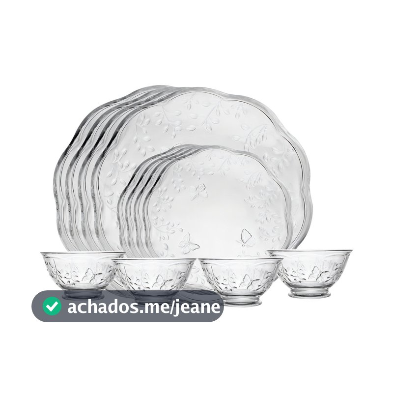 Aparelho De Jantar 12 Peças New Butterfly Borboletas Cristal Ecológico Lyor