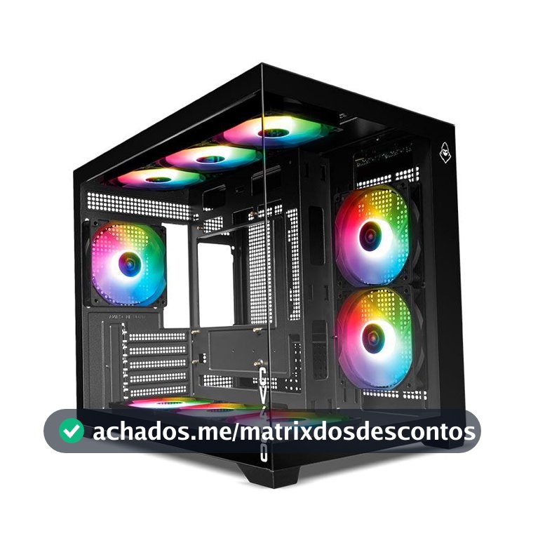 Gabinete Gamer Mancer CV450, Mini-Tower, Lateral de Vidro, Com 9 Fans, Preto, MCR-CV4509F-BK