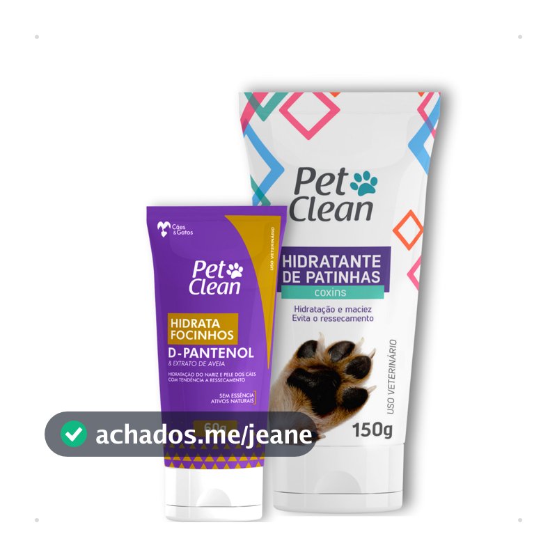 Kit Higiene Creme Hidratante de Patas Patinhas 150g + Hidrata Focinhos 60g Cachorro e Gato Pet Clean