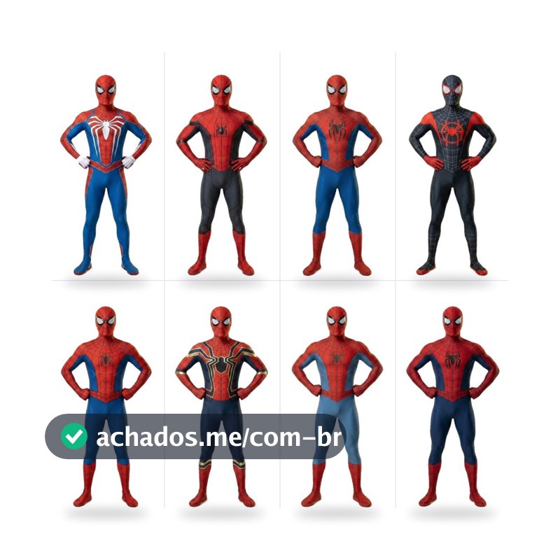 Fantasia Homem Aranha Adulto e Infantil Cosplay Traje Macacão Lycra Spandex Máscara Solado Antiderrapante