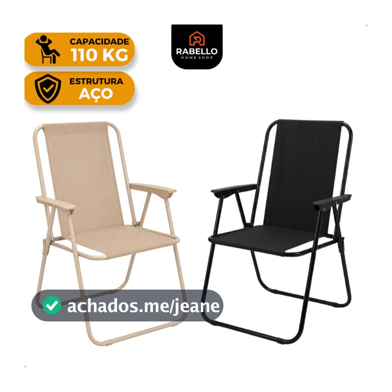 Cadeira de Praia Dobrável Alta Aço 100kg Resistente Reforçada Portátil Camping Piscina Varanda Pesca