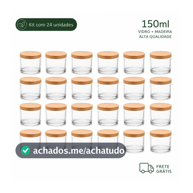 24x Potes para Velas Aromáticas Pote de Vidro com Tampa Porta Vela Kit Acessórios para Fazer Velas