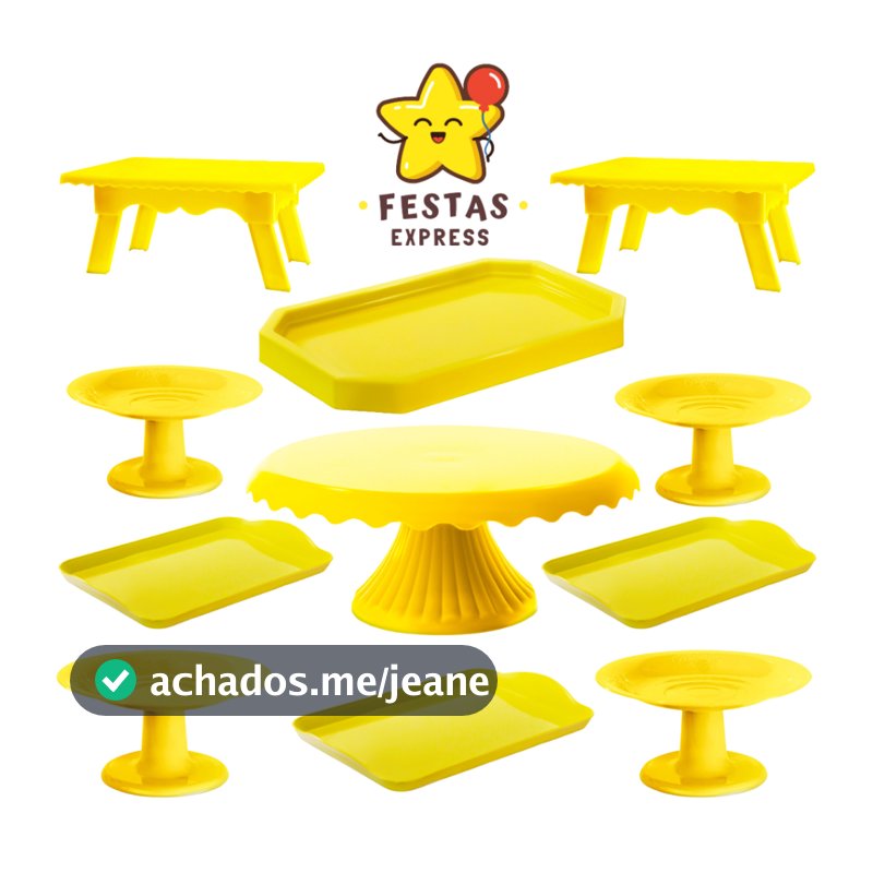 Kit Mesa De Festa Max - 1 Boleira Cake Renda 19cm , 2 Mesinhas , 4 Mini Cakes , 3 Bandejas 20x13 e 1 Mini Lapidada