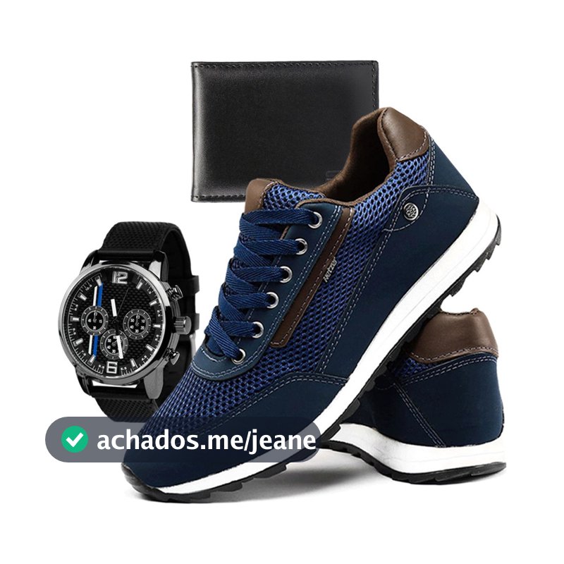 Kit Sapatênis Masculino Com Carteira E Relógio Conforto