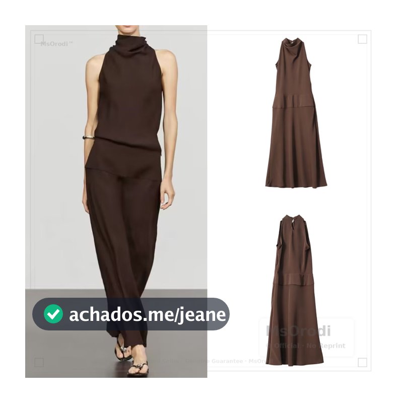 Feminino início do outono novo produto marrom Halter pescoço estilingue cintura estreita mais magro olhar temperamento v