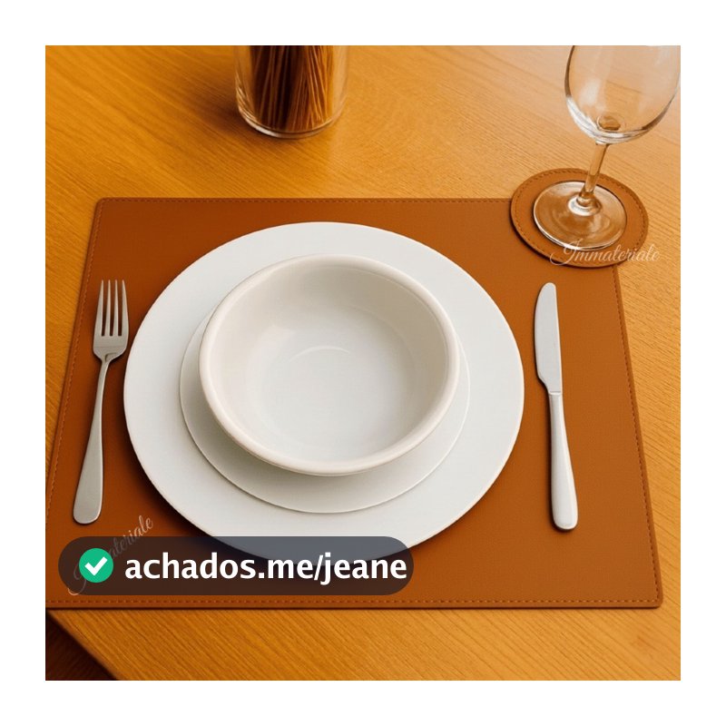 Jogo Americano Sousplat em Couro com Porta Copos Mesa Posta Diversos Modelos