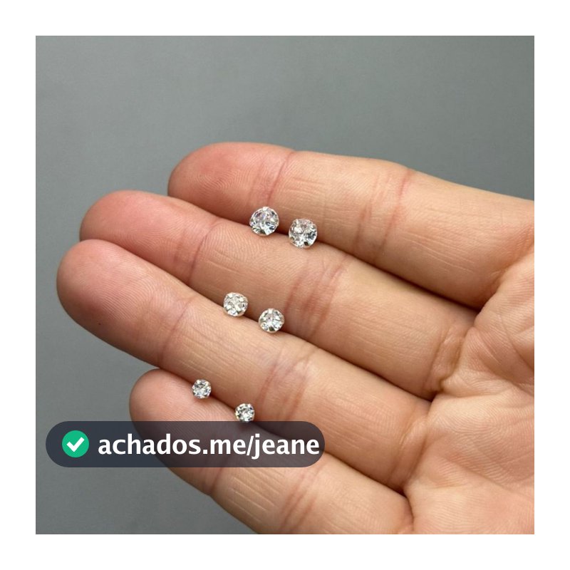 Brinco kit trio redondo zirconia prata 925 3mm/4mm/5mm