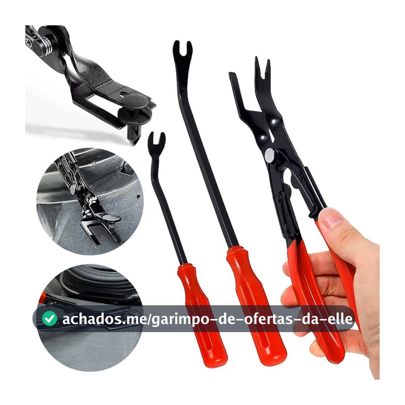 Kit 3 Ferramentas 2 Chaves  Alicate Removedor Forro Carro