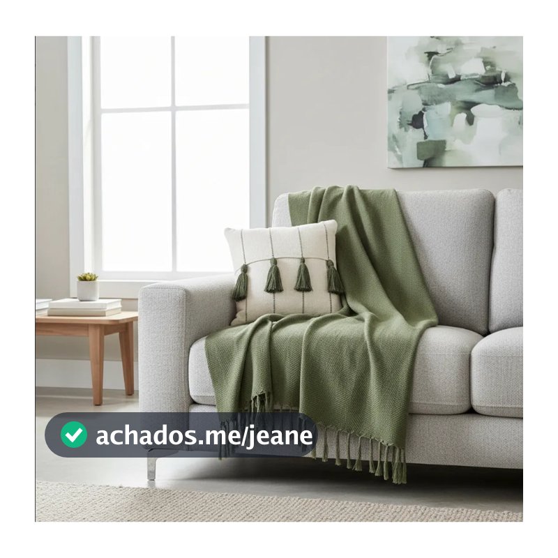 Manta Para Sofá Escama Oliva Luxo Tear Mineiro 120x180 Cm 100% Algodão