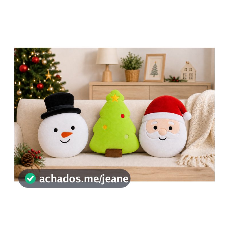 Kit 3 Almofadas Natalinas Decorativas Papai Noel Boneco de Neve Árvore de Natal Enfeite Decoração Natal
