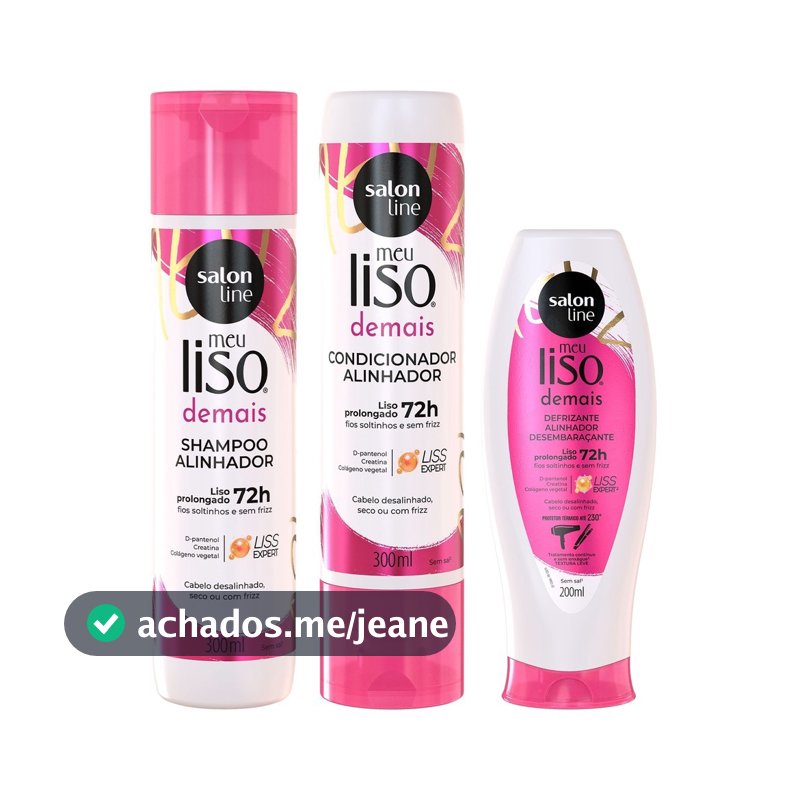 Kit com Shampoo + Condicionador + Defizantre Meu Liso Demais Salon Line