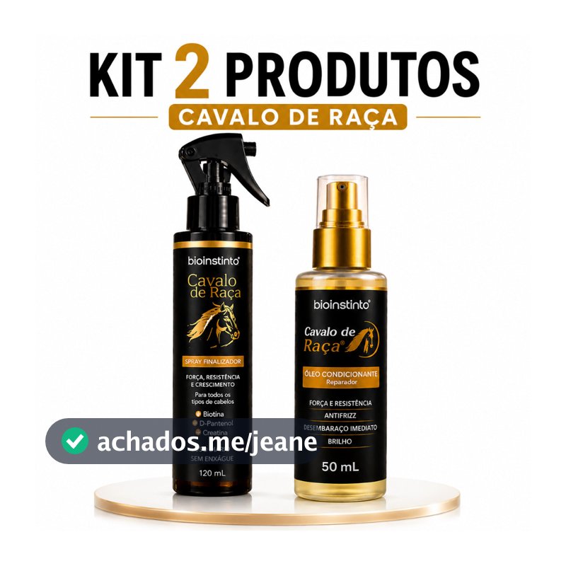 Kit Protetor termico cabelo + óleo para cabelo Com Biotina Força Crescimento Antifrizz Brilho Cavalo de Raça