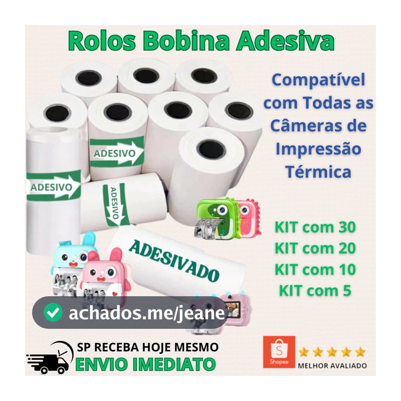 Rolos Refil Papel Adesivo Para Câmera Instantânea Mini Impressora Portátil Térmica Etiqueta Maquina Fotográfica