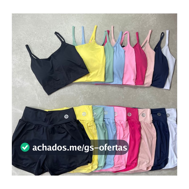 Conjunto Short Duplo+Top Alcinha Com Bojo Para Treinos Esportivos No Geral