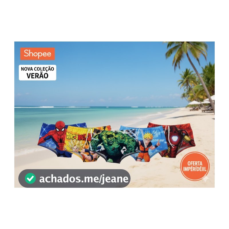Sunga Infantil Personagens Diversos Moda Praia e Piscina
