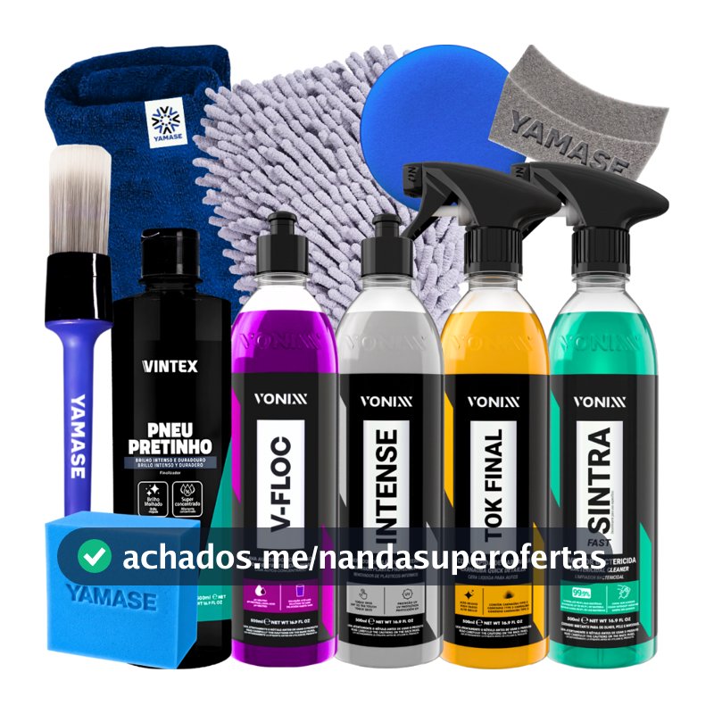 Kit Lavagem Completa Shampoo Cera Tok Final Intense Sintra Fast Pneu Pretinho Vonixx